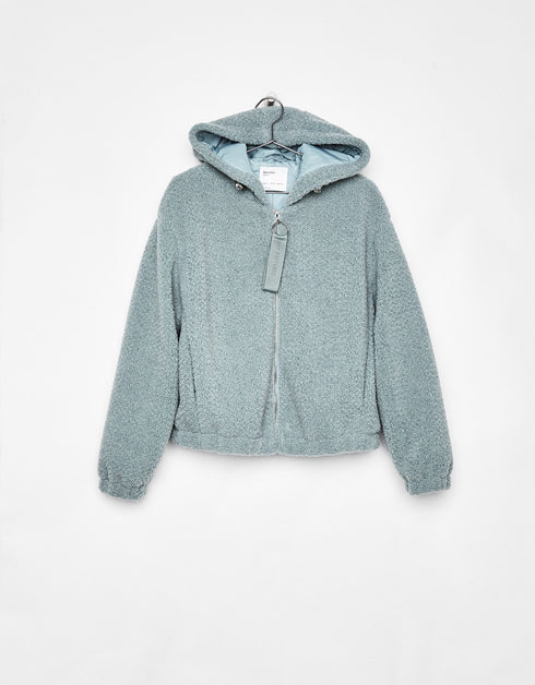 Faux shearling jacket with hood